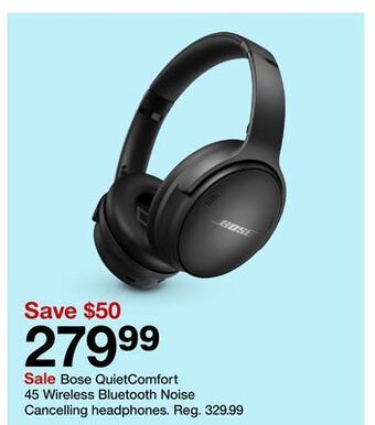 Target Bose quietcomfort 45 wireless bluetooth noise cancelling headphones offer