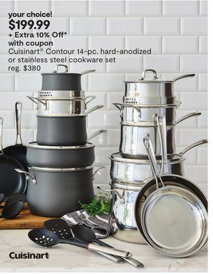 JC Penney Cuisinart® contour 14-pc. hard-anodized or stainless steel cookware set offer