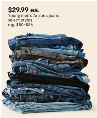 JC Penney Young men's arizona jeans offer