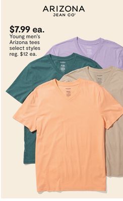 JC Penney Young men's arizona tees offer