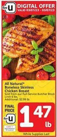 Safeway All natural boneless skinless chicken breast offer