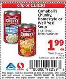 Safeway Campbell's chunky, homestyle or well yes! soup offer