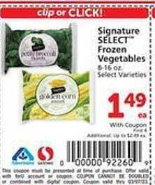 Safeway Signature select frozen vegetables offer