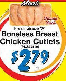 Trade Fair Supermarket Boneless breast chicken cutlets offer