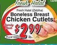Trade Fair Supermarket Boneless breast chicken cutlets offer