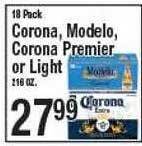 Western Beef 18 pack corona, modelo, corona premier or light offer