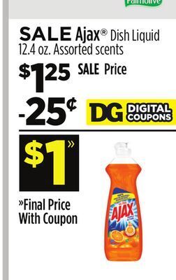 Dollar General Ajax® dish liquid offer