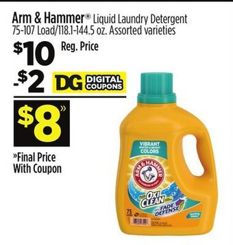 Dollar General Arm & hammer® liquid laundry detergent offer