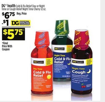 Dollar General Dg® health cold & flu relief day or night time or cough relief night time cherry offer