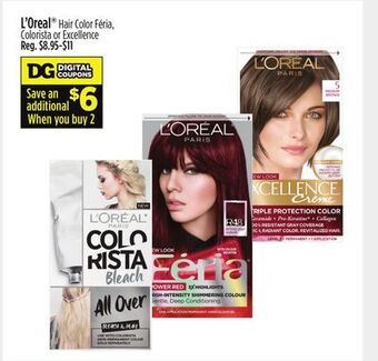 Dollar General L'oreal® hair color féria, colorista or excellence offer