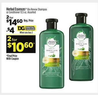 Dollar General Herbal essences® bio renew shampoo or conditioner offer