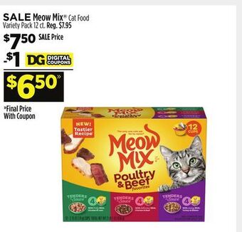 Dollar General Meow mix® cat food variety pack offer