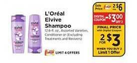 ShopRite L'oréal elvive shampoo offer