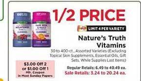 ShopRite Nature's truth vitamins offer