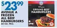 Compare Foods Avenue a frozen all beef hamburgers offer
