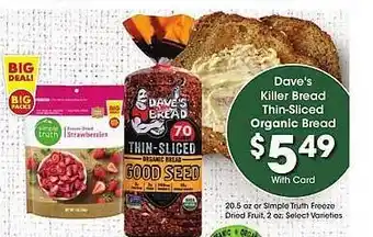 Dave's killer bread thin-sliced organic bread