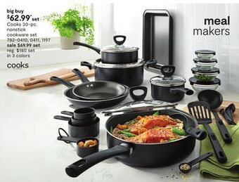 JC Penney Cooks 30-pc. nonstick cookware set offer