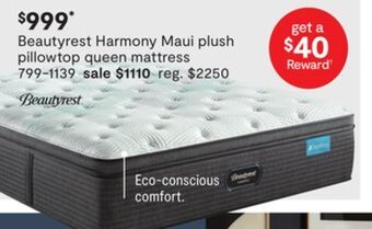 JC Penney Beautyrest harmony maui plush pillowtop queen mattress offer