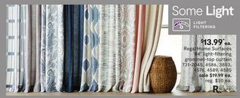 JC Penney Regal home surfaces 84" light-filtering grommet-top curtain offer