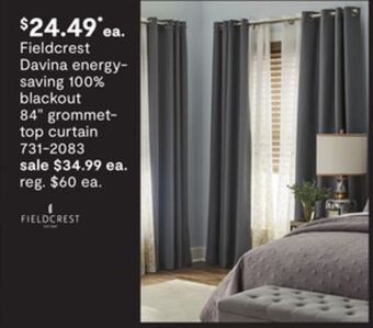 JC Penney Fieldcrest davina energy-saving 100% blackout 84" grommet-top curtain offer