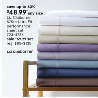 JC Penney Liz claiborne 575tc ultra fit performance sheet set offer