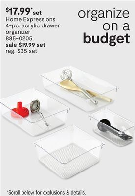 JC Penney Home expressions 4-pc. acrylic drawer organizer offer
