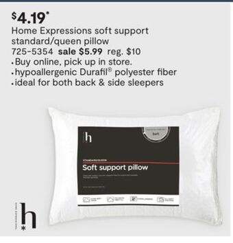 JC Penney Home expressions soft support standard/queen pillow offer
