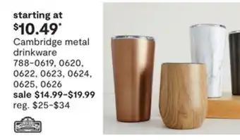 JC Penney Cambridge metal drinkware offer
