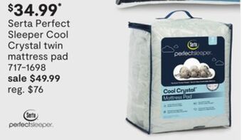 JC Penney Serta perfect sleeper cool crystal twin mattress pad offer