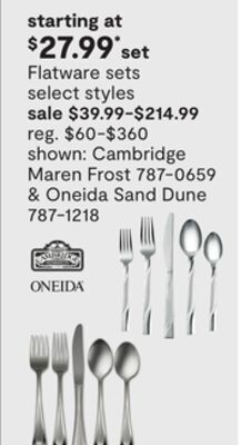 JC Penney Flatware sets offer