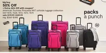 JC Penney American tourister pirouette nxt softside luggage collection offer