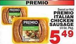 Bravo Supermarkets Premio italian chicken sausage offer