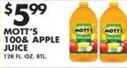 Met Foodmarkets Mott's 100% apple juice offer