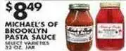 Met Foodmarkets Michael's of brooklyn pasta sauce offer