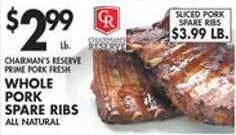Met Foodmarkets Whole pork spare ribs offer