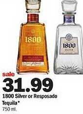 Meijer 1800 silver or resposado tequila offer