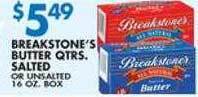 Associated Breakstone's butter qtrs, salted offer