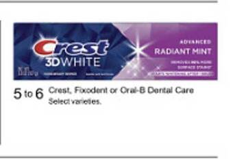 Walgreens Crest fixodent or oral-b dental care offer