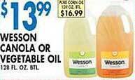 Associated Wesson canola or vegetable oil offer