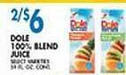Associated Dole 100% blend juice offer