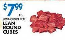 Associated Usda choice beef lean round cubes offer