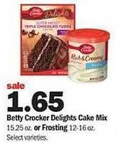 Meijer Betty crocker delights cake mix or frosting offer