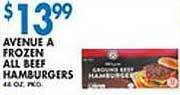 Associated Avenue a frozen all beef hamburgers offer