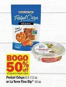 Meijer Pretzel crisps or la terra fina dip offer