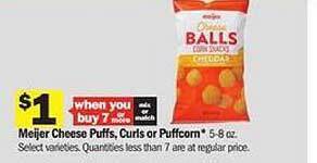 Meijer Meijer cheese puffs, curls or puffcorn offer