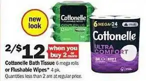 Meijer Cottonelle bath tissue or flushable wipes offer