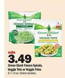 Meijer Green giant frozen spirals, veggie tots or veggie fries offer