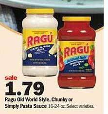 Meijer Ragu old world style, chunky or simply pasta sauce offer