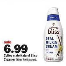 Meijer Coffee mate natural bliss creamer offer
