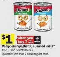 Meijer Campbell's spaghettios canned pasta offer